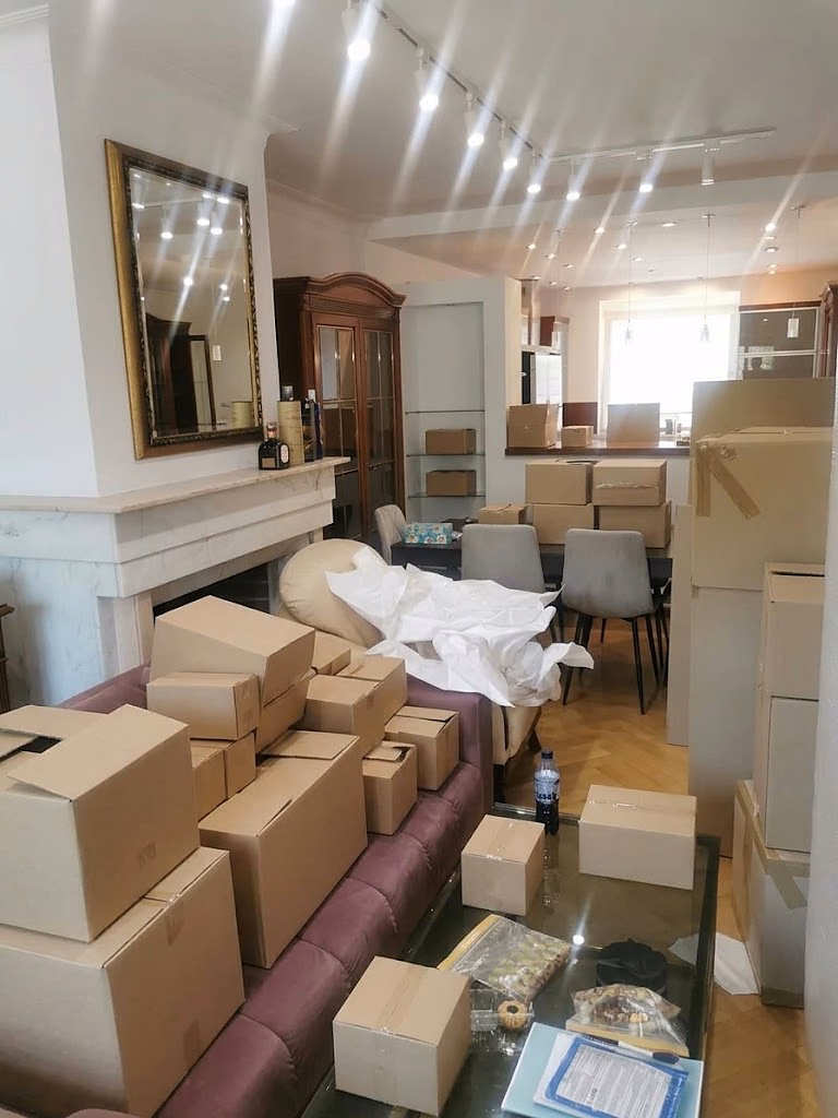 Woonkamer met open haard tijdens het inpakken - verhuizingen Wrocław 4RELO