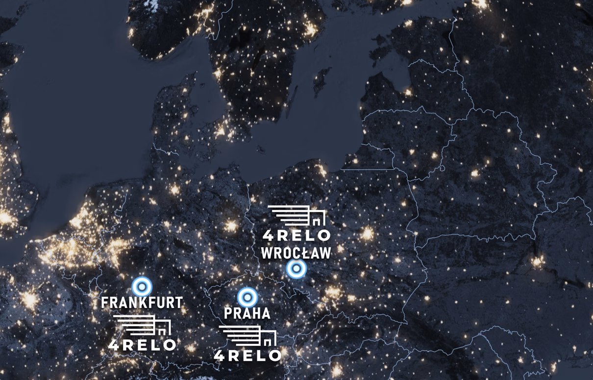 Europakarte mit den von 4RELO bedienten Ländern – internationale Umzüge ab Wrocław, Frankfurt und Prag